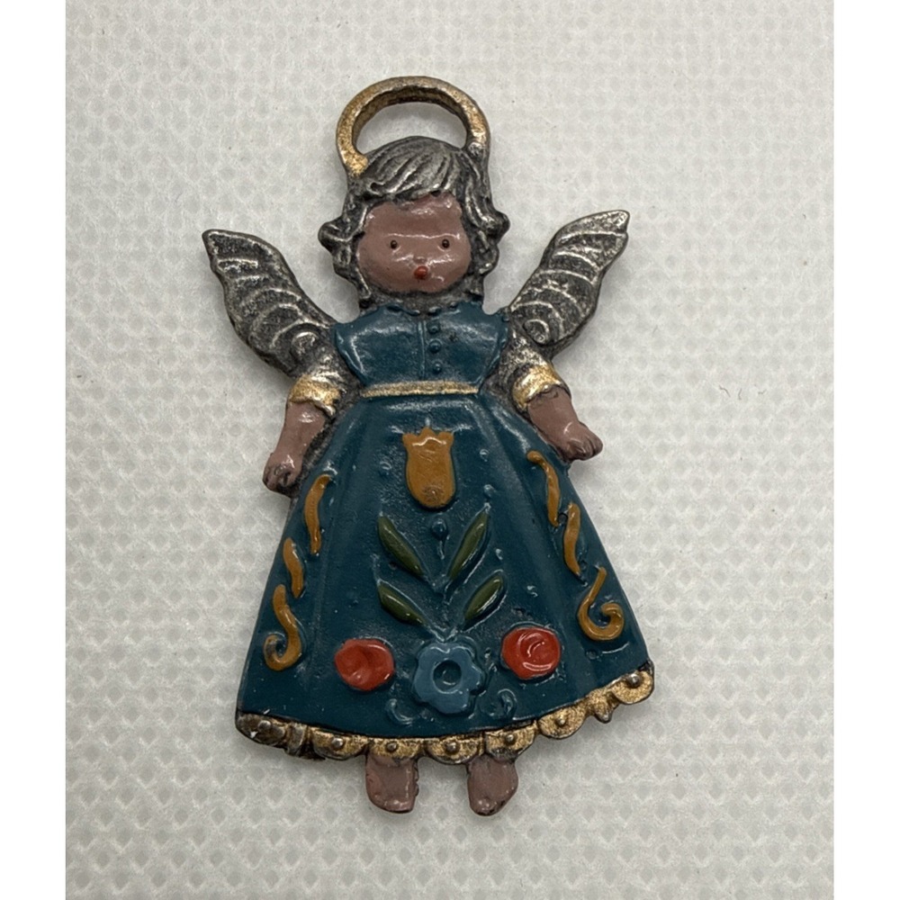 German Pewter Angel Ornament Hand‎ Painted Kuhn Zinn